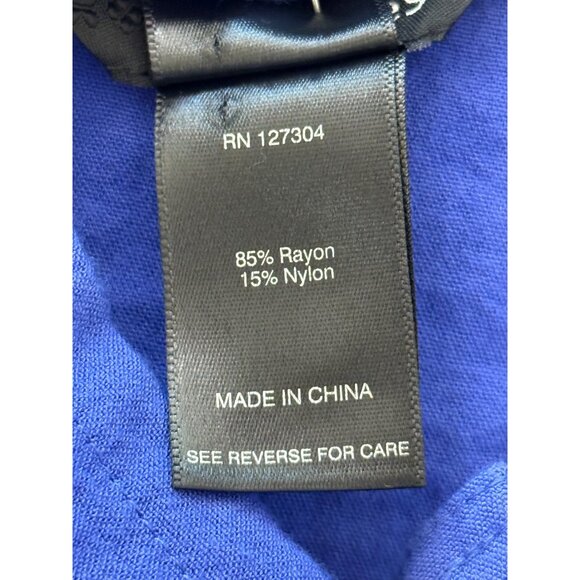 Ali Miles Womens Tunic Blue V-Neck Layered Hem Top Roll-Tab Sleeves Size XL - Picture 8 of 9